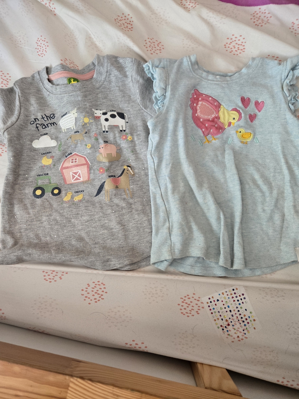 3/20💫John Deere Toddler Farm & Chick Graphic Tee Set - Grey & Light Blue